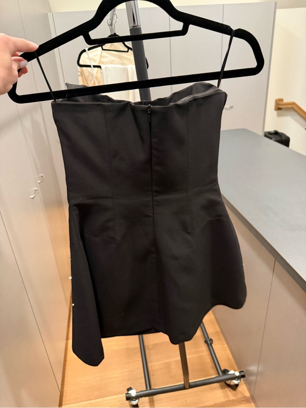 Black Strapless Mini Dress with Crystal Detailing - Picture 6 of 6